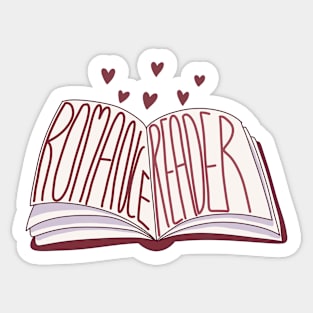 Romance reader open book with red hearts Sticker